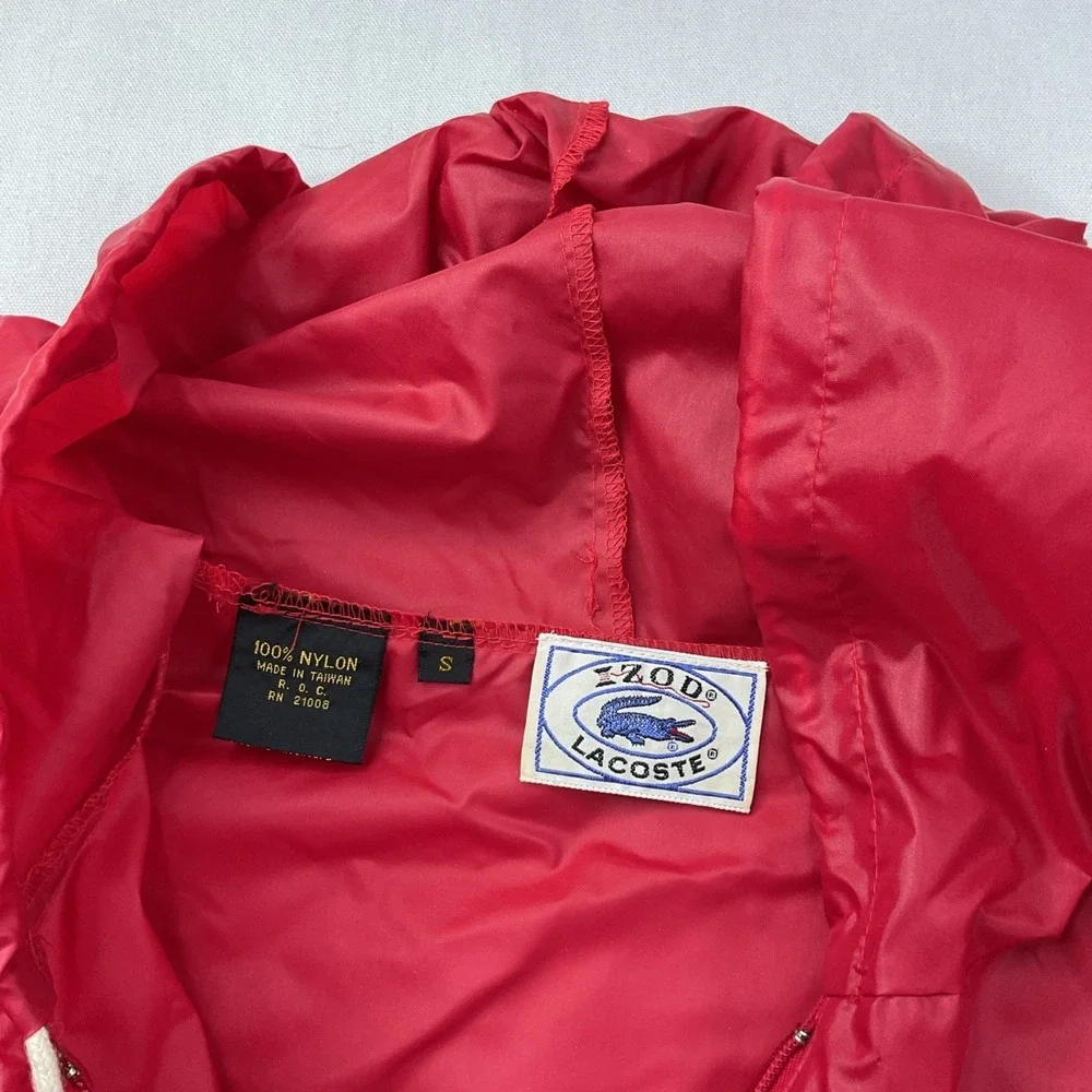 Vintage Izod Lacoste Jacket Men Sz S Red Windbreaker Pullover Anorak 80s 1/2 Zip